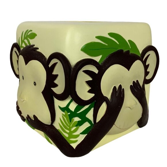 Monkeying Around Resin Tissue Box Cover Kids Bathroom Bedroom Heavy Jungle Theme - Picture 1 of 7